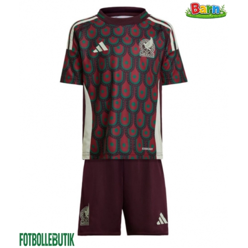 Mexiko Hemmaställ Barn Copa America 2024 Kortärmad (+ Korta byxor)